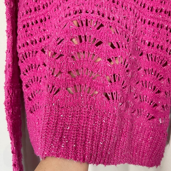 Anthropologie Pilcro Crochet Knit Sweater Women's Size S Pullover Pink Crop - Picture 4 of 12